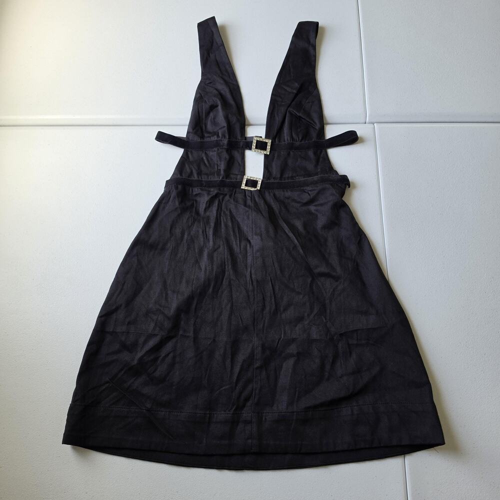 Maeve Dress Womens 2 Black Overall Rhinestone Buckle Mini Party Witch Gothic